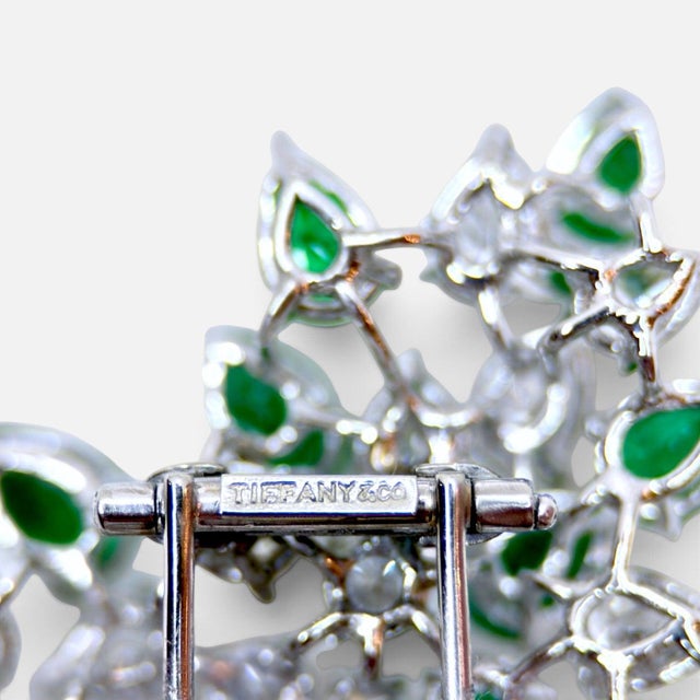 Tiffany &amp; CO signed for authenticity 5 Ct Natural Colombian Emeralds, 12 total 12 Ct Natural Diamonds, 14 Pear-shaped,...