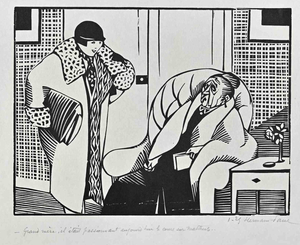 Hermann Paul, The Woman, Original China Ink Drawing, Early 20th Century