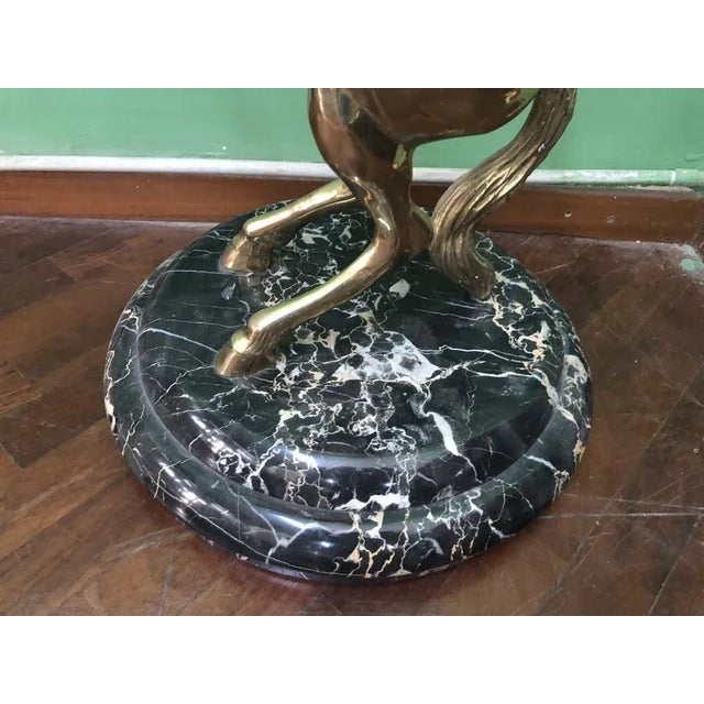 Hollywood Regency Console in Brass, Glass and Marble For Sale - Image 3 of 10