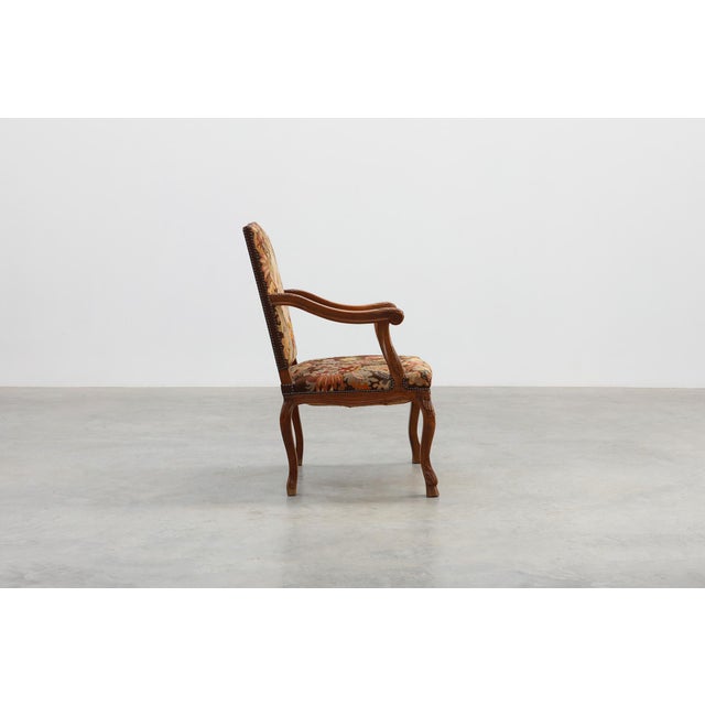 Rococo Louis XV Carved Walnut Armchair with Needlepoint Upholstery, France, 1900 For Sale - Image 3 of 18
