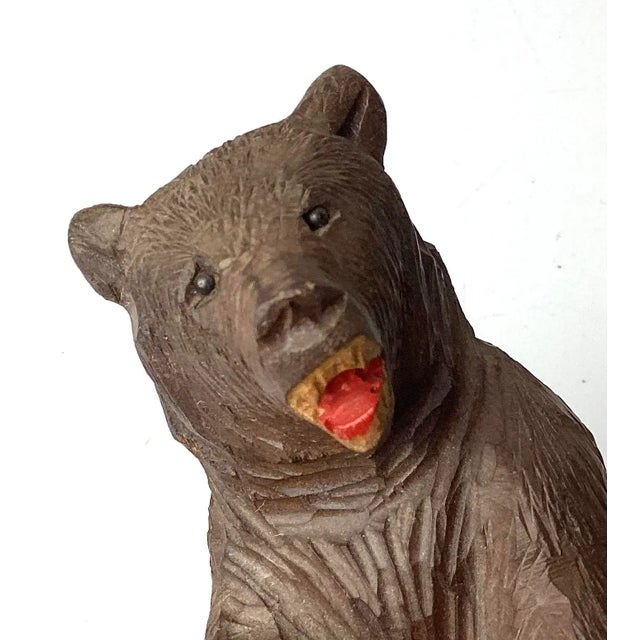 Vintage Early 20th Century Carved Wood Bear For Sale - Image 4 of 7