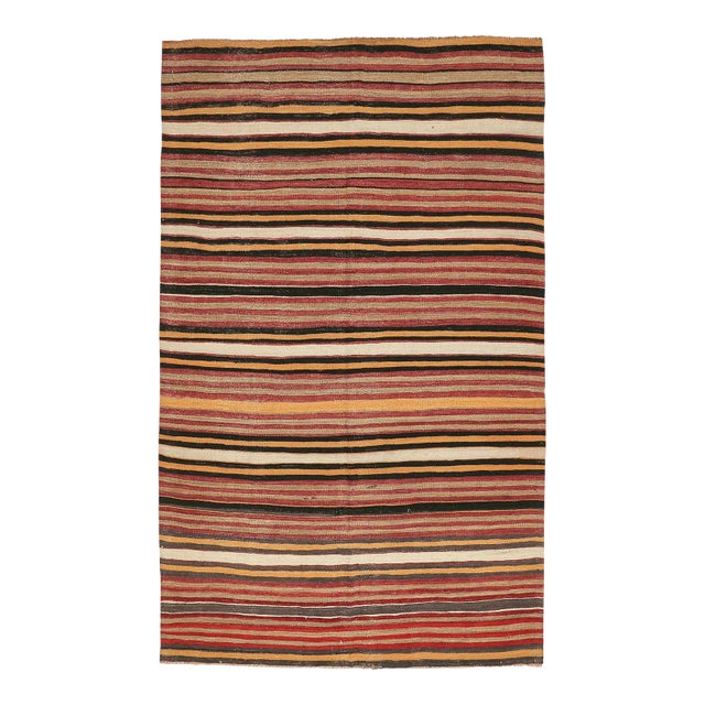 Mid 20th Century Striped Vintage Turkish Kilim Rug For Sale