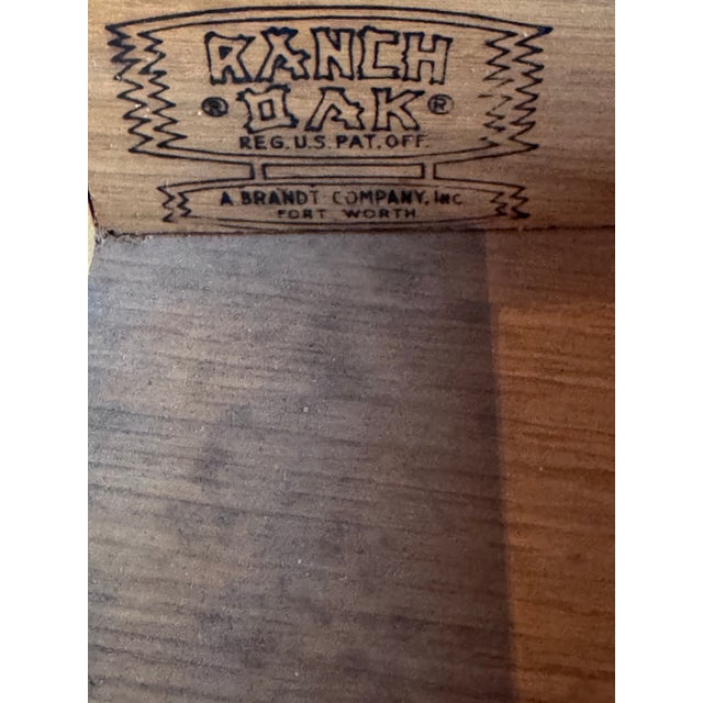 Vintage A. Brandt Oak 8-Foot Trestle Dining Table With Drawers For Sale - Image 9 of 9