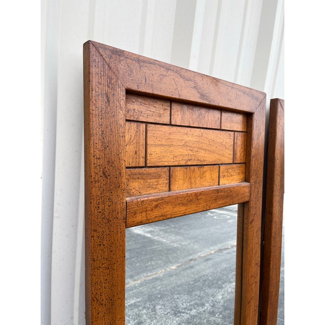 Dixie Brutalist Walnut Dressing Mirrors- A Pair For Sale - Image 6 of 12