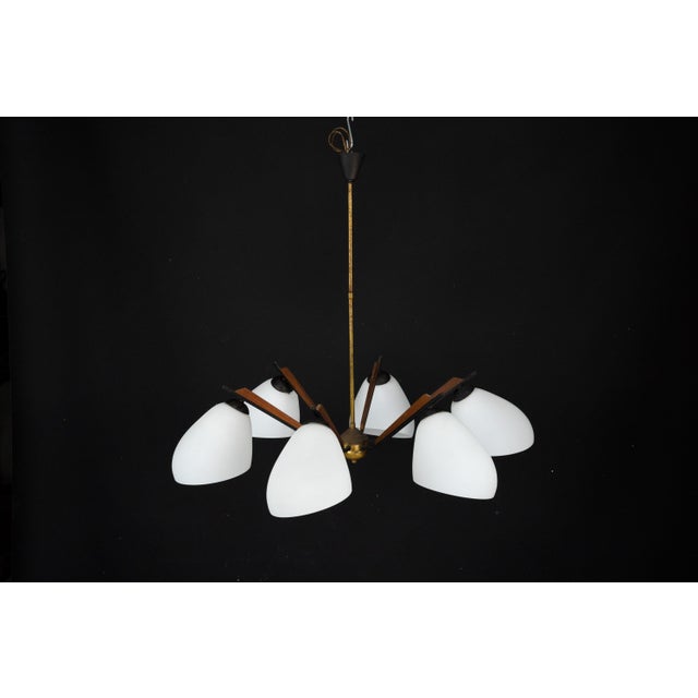 Mid-Century Modern Italian Chandelier in the style of Stilnovo, 1950s For Sale - Image 9 of 18