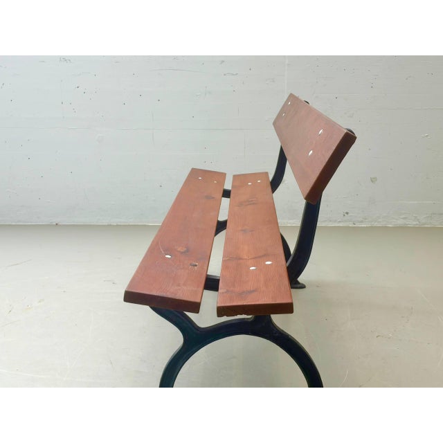 Garden Bench with Delicate Cast Iron Frame and Wooden Slats, 1960s For Sale - Image 6 of 18
