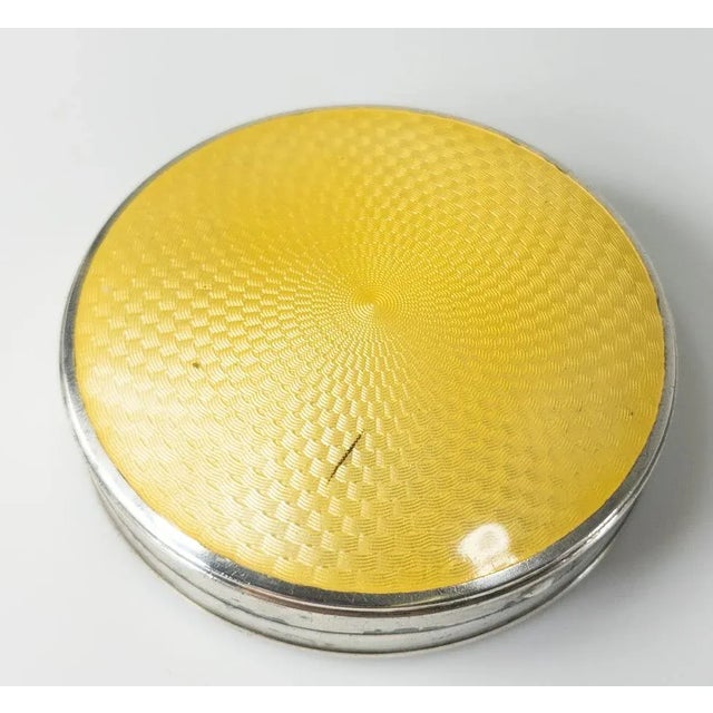 Early 20th Century American Sterling Silver and Yellow Guilloche Enamel Compact For Sale - Image 9 of 9