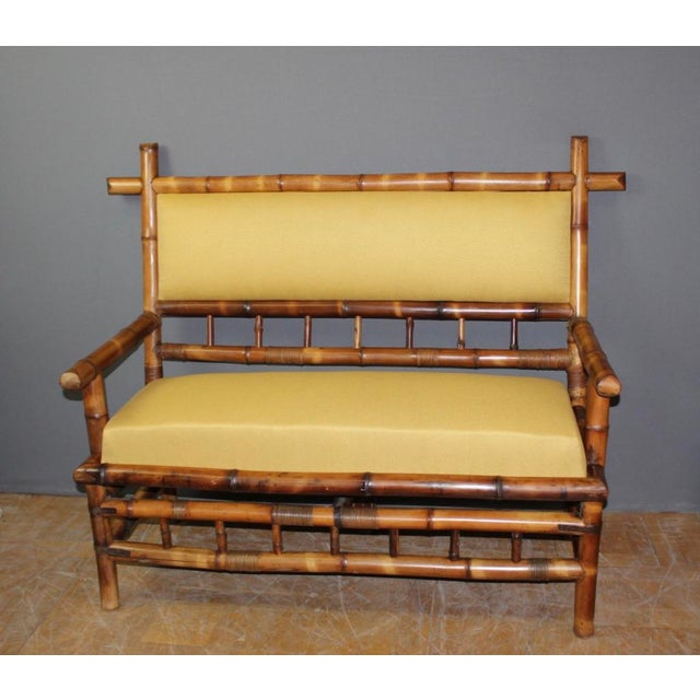 Brown Napoleon III Bamboo Bench, 1890s For Sale - Image 8 of 11