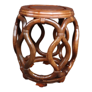 Chinoiserie Wooden Drum Garden Stool / Plant Stand