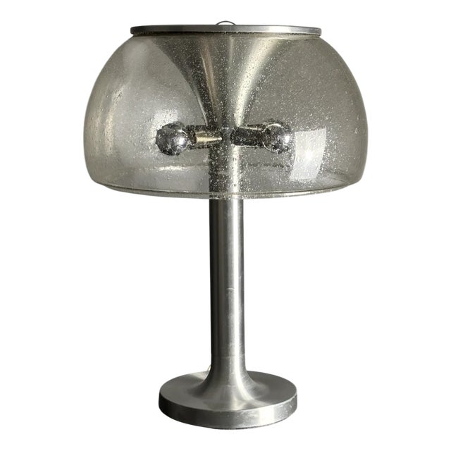 Large Mid-Century Space Age Glass Mushroom Table Lamp from Temde Leuchten, 1960s For Sale