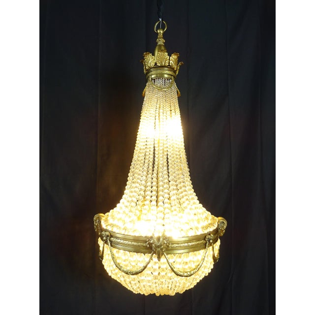 Antique French Chandelier in Bronze and Brass with Ram Heads, 1890s For Sale - Image 3 of 16