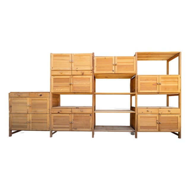 Mid-Century 1980s Lundia Modular Shelving Wall Unit – Natural Solid Pine For Sale