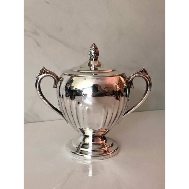 Hollywood Regency 1940s Fb Rogers Silverplate Lidded Sugar Bowl For Sale - Image 3 of 7