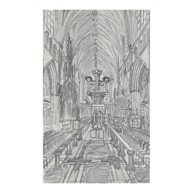 1943 Exeter Cathedral Architectural Drawing by William Wood For Sale