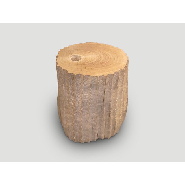 Andrianna Shamaris Minimalist Bleached Teak Wood Side Table For Sale - Image 4 of 5