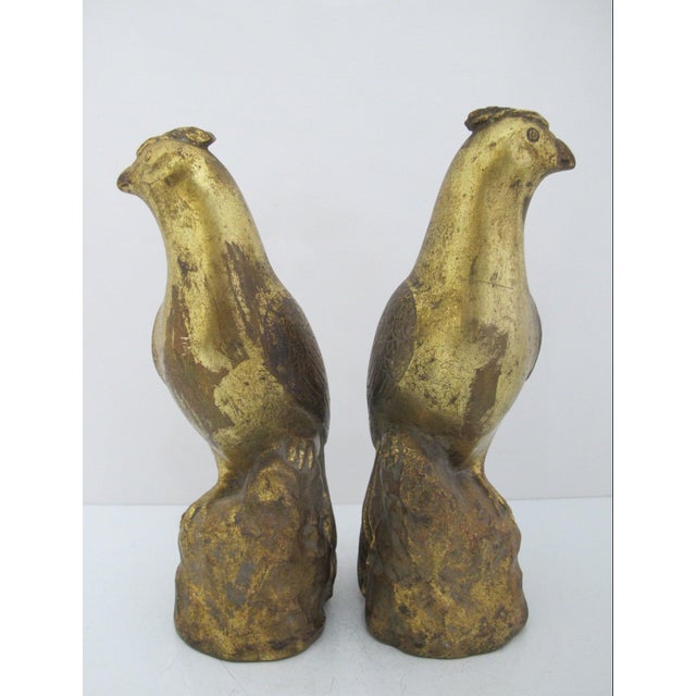 Borghese Italian Chalkware Gold Painted Quail Bird Mid Century Figurine Pair For Sale - Image 9 of 12