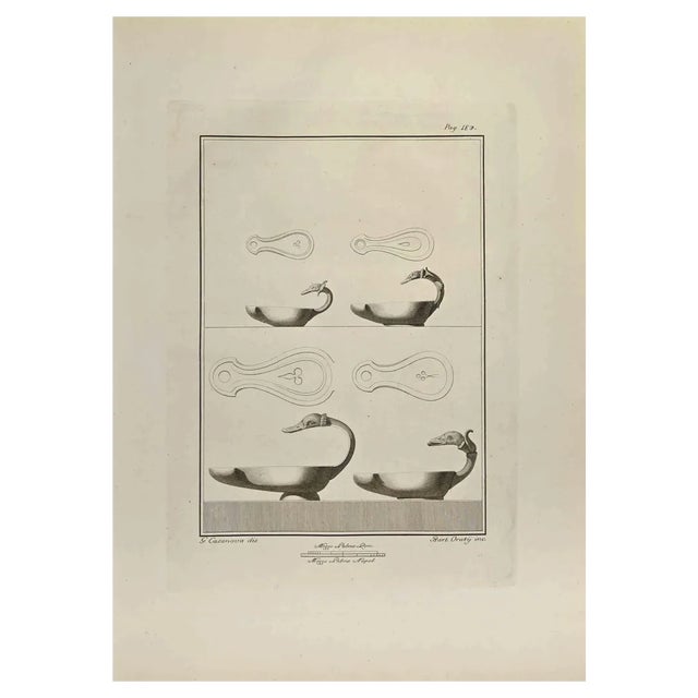 Nicola Vanni, Duck Head Oil Lamp, Etching, 18th Century For Sale