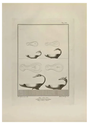 Nicola Vanni, Duck Head Oil Lamp, Etching, 18th Century
