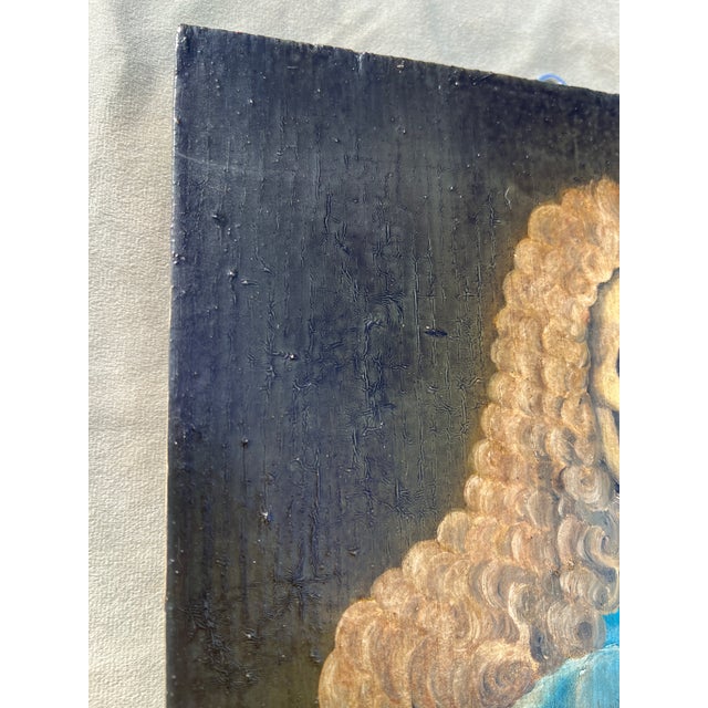 Early 20th Century Memento Mori Baroque Style Oil on Wood Panel Portrait Painting a French Nobleman With Dual Faced Man For Sale - Image 5 of 12