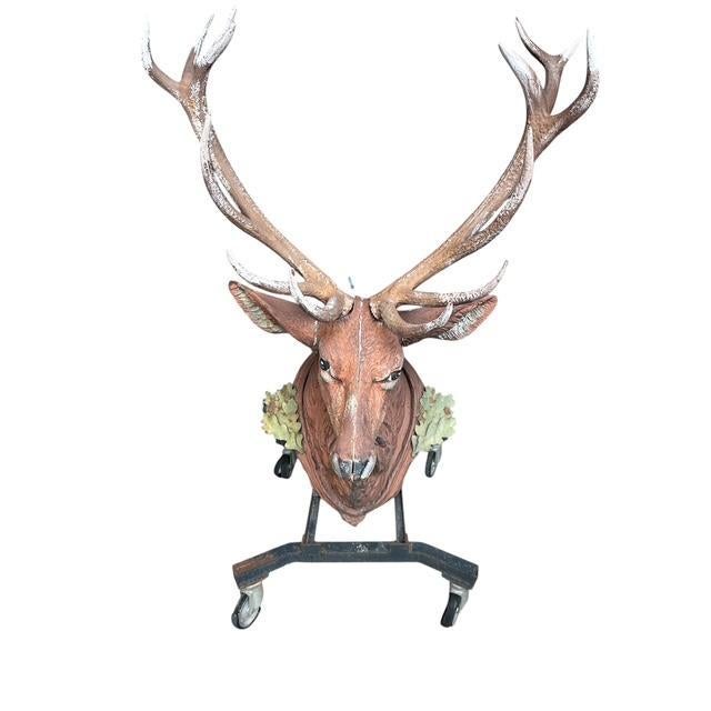 Antique Black Forest Stag Deer Head Caset Iron For Sale - Image 4 of 10