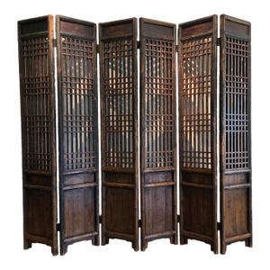 Chinese Antique Six - Panel Wooden Screen