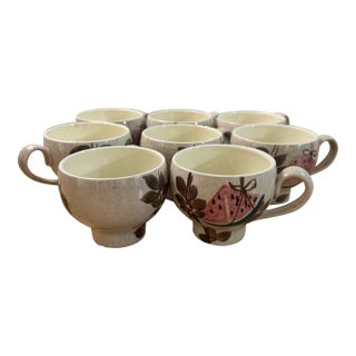 Set of 8 Mid-Century Modern Red Wing Pottery "Tampico" Cup – Futura Shape (1950s) For Sale