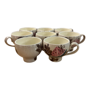Set of 8 Mid-Century Modern Red Wing Pottery "Tampico" Cup – Futura Shape (1950s)