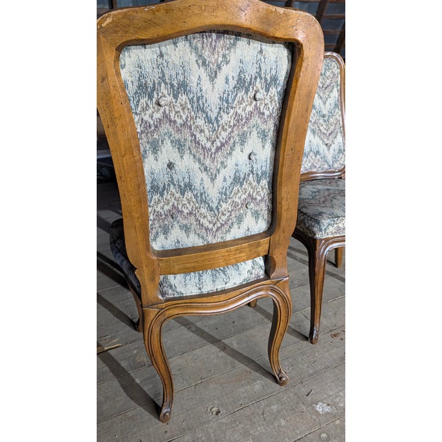 Henredon Louis XV French Provincial Dining Side Chairs in Flame-Stitch Upholstery, Set of 6 For Sale - Image 11 of 18