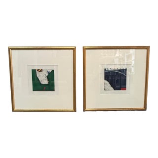 Late 20th Century Signed and Framed Scott Reeds Abstract Color Etchings - Set of 2 For Sale