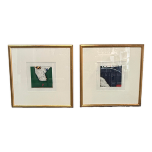 Late 20th Century Signed and Framed Scott Reeds Abstract Color Etchings - Set of 2
