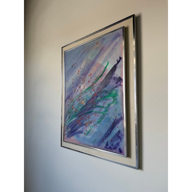 1970s 1970s Mid-Century Abstract Expressionist Acrylic on Canvas Painting, Framed For Sale - Image 5 of 13