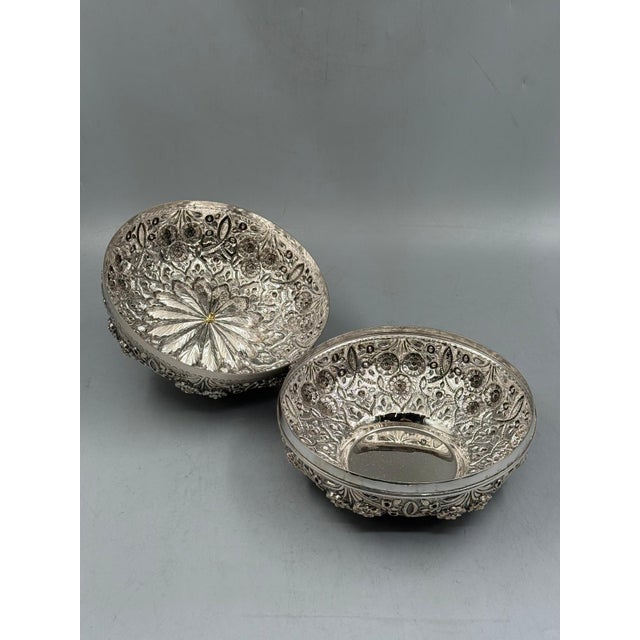 Art Nouveau Gold Accent Bonbonniere — Ottoman Silver Plated With 24k Gold Detail, Grand Bazaar Istanbul For Sale - Image 3 of 4