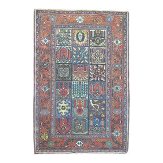 Early 20th Century Zabihi Collection Senneh Bakhtiari Colorful Garden Box Rug - 4'9" x 6'7" For Sale