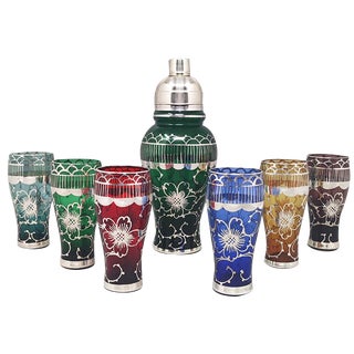 Cocktail Shaker with Glasses, Italy, 1960s, Set of 7 For Sale
