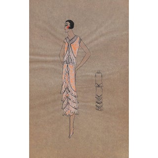 Lanvin of Paris C1920s Original Fashion Illustration in Gouache For Sale