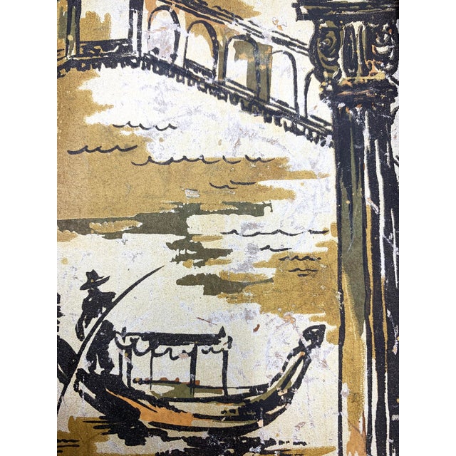 Vintage Authentic Jack Amoroso Signed Pair Of Ultra Mid Century Framed Panel Paintings Of Gondolas In Italy Chairish