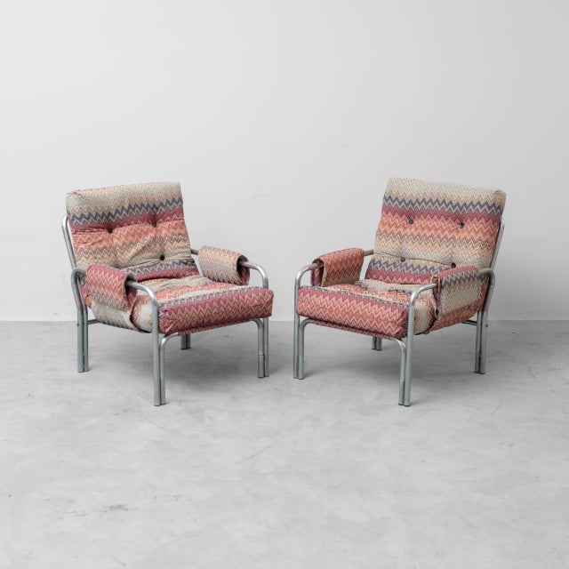 Vintage Lounge Chairs in Missoni Patterned Fabric, 1970s, Set of 2 For Sale - Image 10 of 10