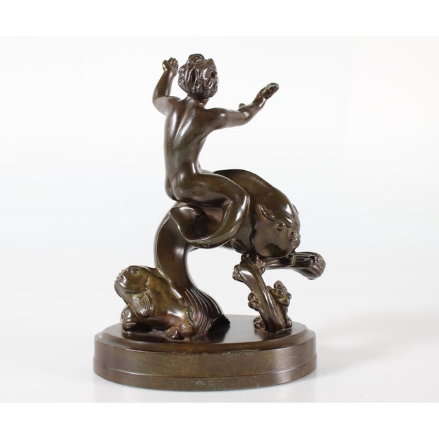 Figurine of Boy on Large Fish in Disco Metal by Just Andersen, 1940s For Sale - Image 4 of 10