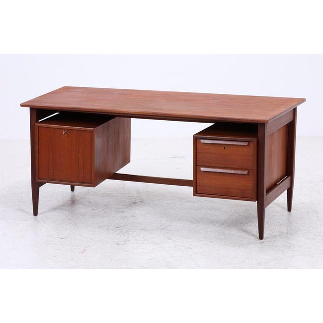 2000 - 2009 Mid-Century Teak Boomerang Desk with 2 Drawers For Sale - Image 5 of 17
