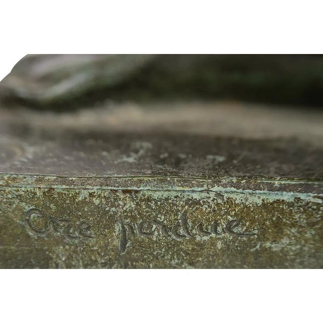 'Girl Kissing a Lamb' Art Deco Bronze Sculpture For Sale - Image 5 of 9