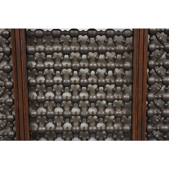 Wood Vintage Middle Eastern 3 Panel Mashrabiya Lattice Folding Screen Room Divider For Sale - Image 7 of 12