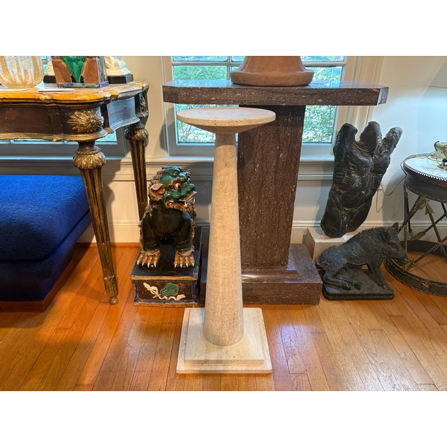 Mid-Century Modern Italian Modern Travertine Pedestal by Angelo Mangiarotti For Sale - Image 3 of 11