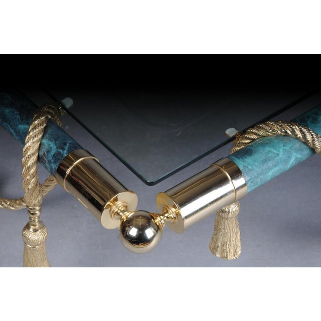 Hollywood Regency Style Coffee Table in Brass and Gold with Glass For Sale - Image 17 of 18