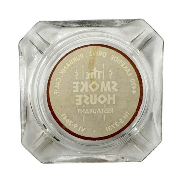 Transparent Vintage the Smoke House Restaurant Burbank, California Glass Ashtray For Sale - Image 8 of 9