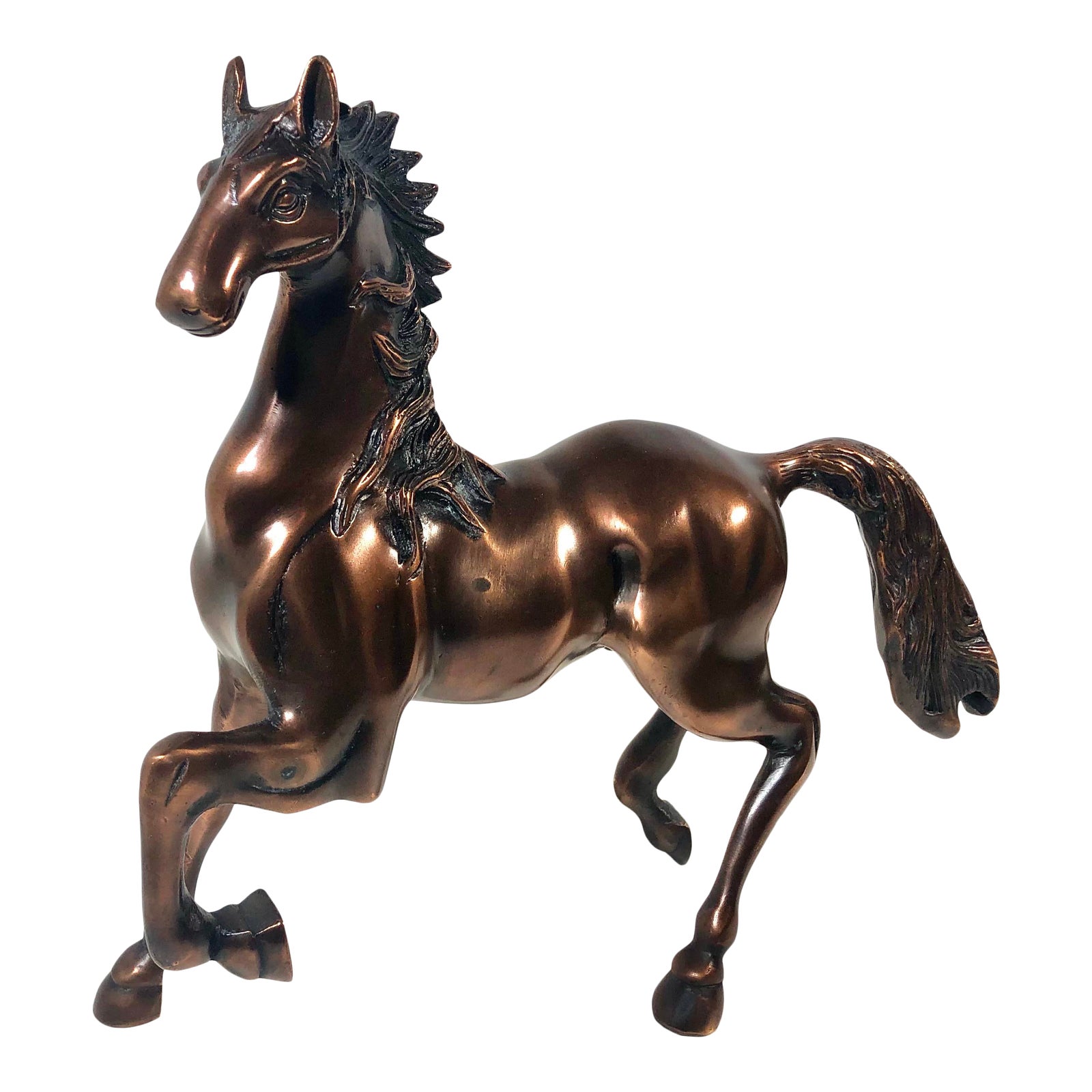 Copper Plated Brass Stallion Horse Figurine Chairish