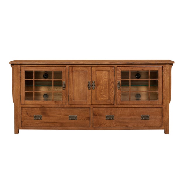 Mission Quarter Sawn Oak 72" Tv Stand - Walnut (Aw) For Sale - Image 4 of 11