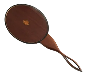 Antique Mahogany Inlaid Hand Mirror