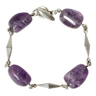 Mid-Century Silver and Amethyst Bracelet by Arvo Saarela, 1960s For Sale