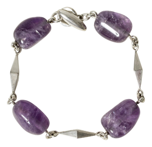 Mid-Century Silver and Amethyst Bracelet by Arvo Saarela, 1960s
