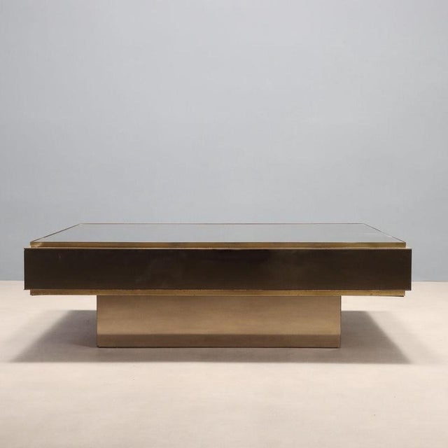 Vintage Smoked Glass and Brass Coffee Table, 1980s For Sale - Image 3 of 10